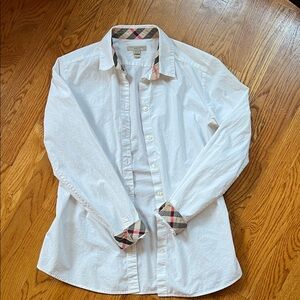 Burberry White Shirt with Plaid Details